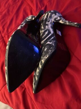 Diesel Black and White Patterned Pointed Toe Stiletto Heels